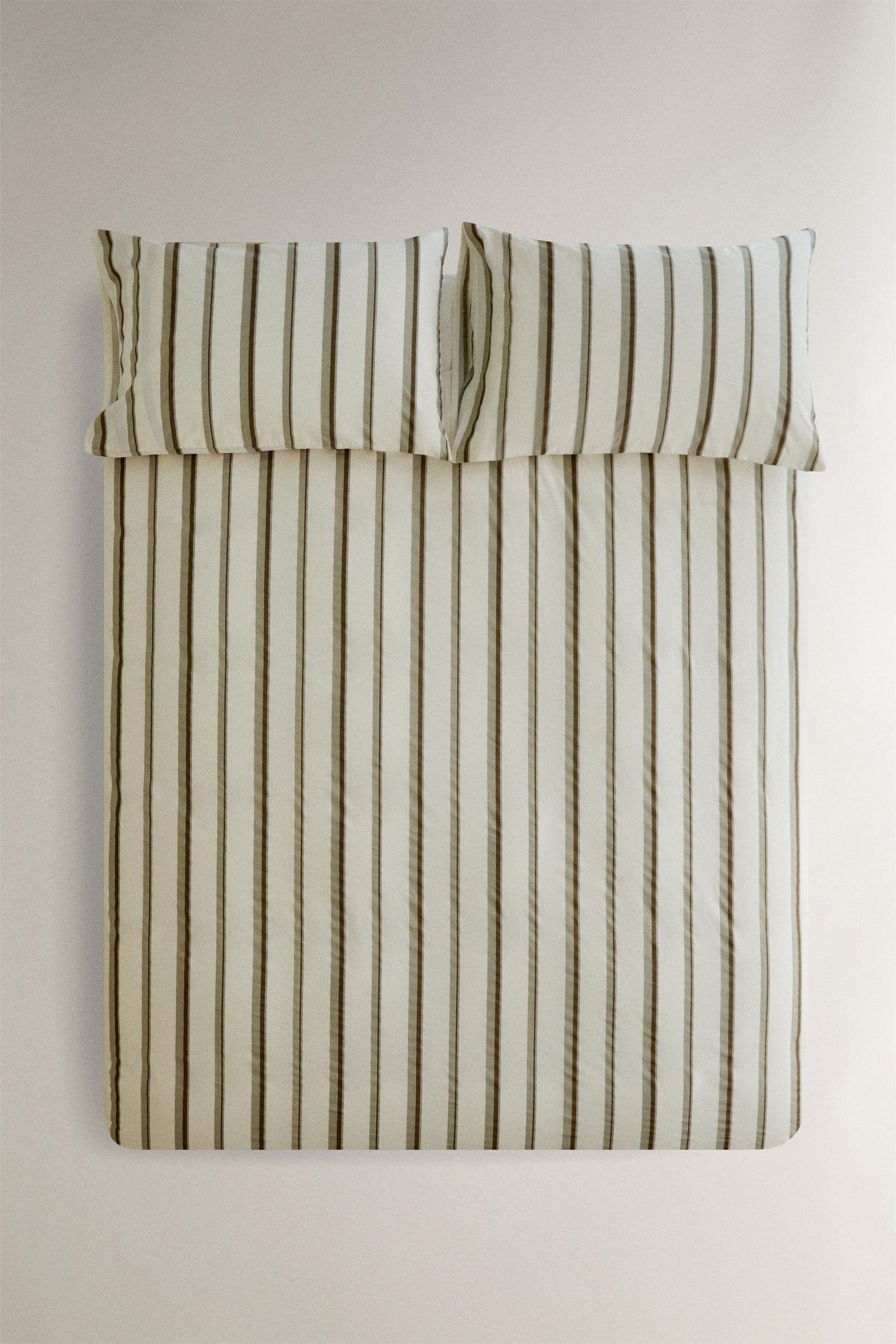 COTTON PERCALE DUVET COVER WITH BANDS (300 THREAD COUNT)